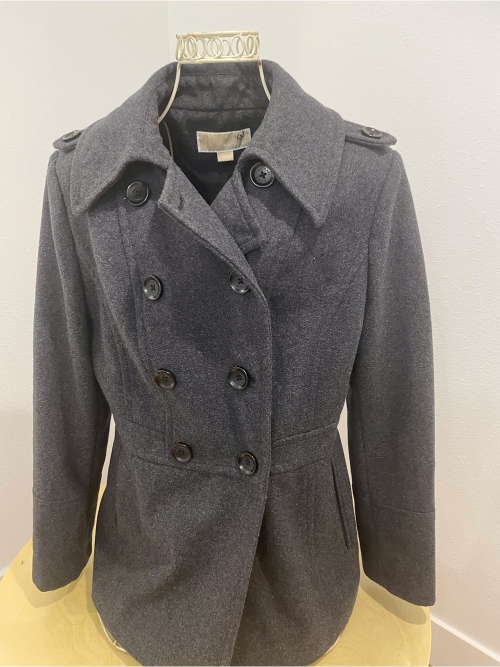 MICHAEL Michael Kors Double-Breasted Charcoal Gray Peacoat